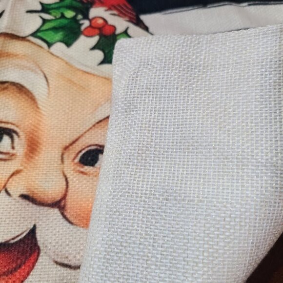 Santa Christmas Pillow Cover Holiday Decor Black Striped Xmas Accent Throw Case - Picture 6 of 8